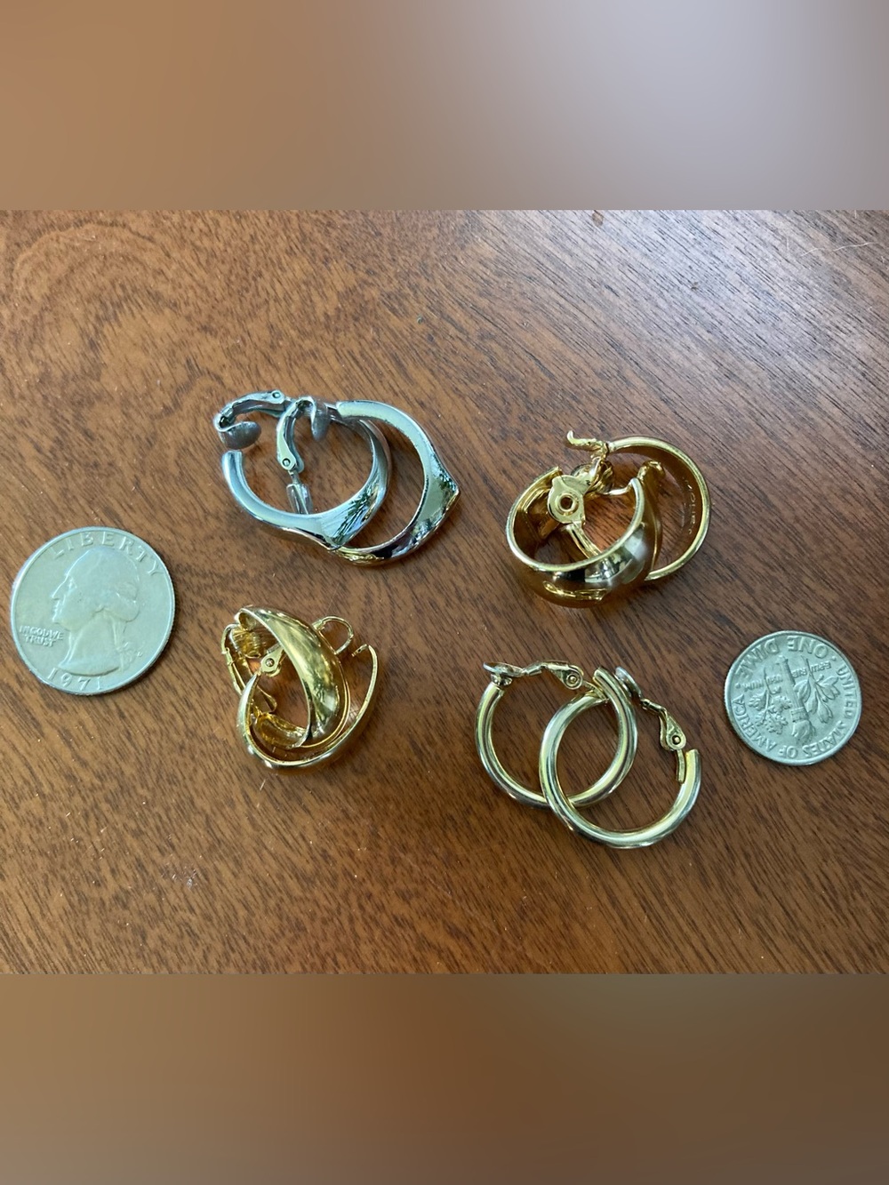 Hoop Earrings Set - Avon and Monet Classic Mixed Metal Hoops Clip On Earrings - Picture 4 of 4